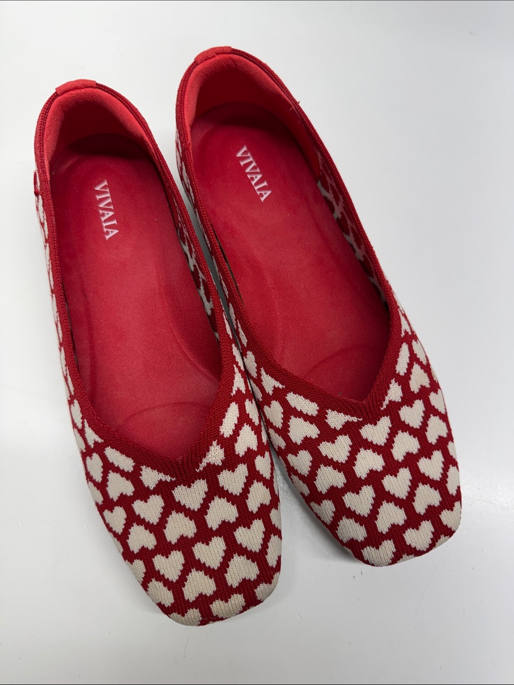 Vivaia Margot 2.0 Flats Slip On Washable Ballet Flat Shoes Square Toe Hearts 5.5